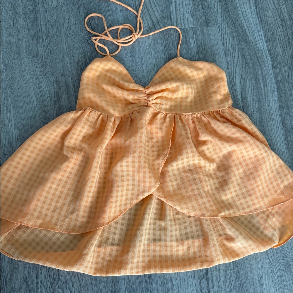 Charming Orange Gingham top